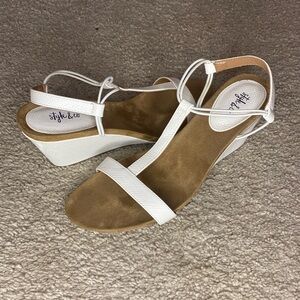 White & Brown Wedges Heels